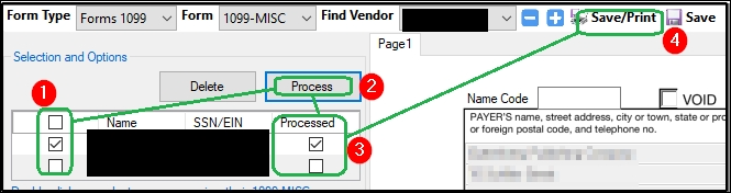 Creating a 1099 for a specific group